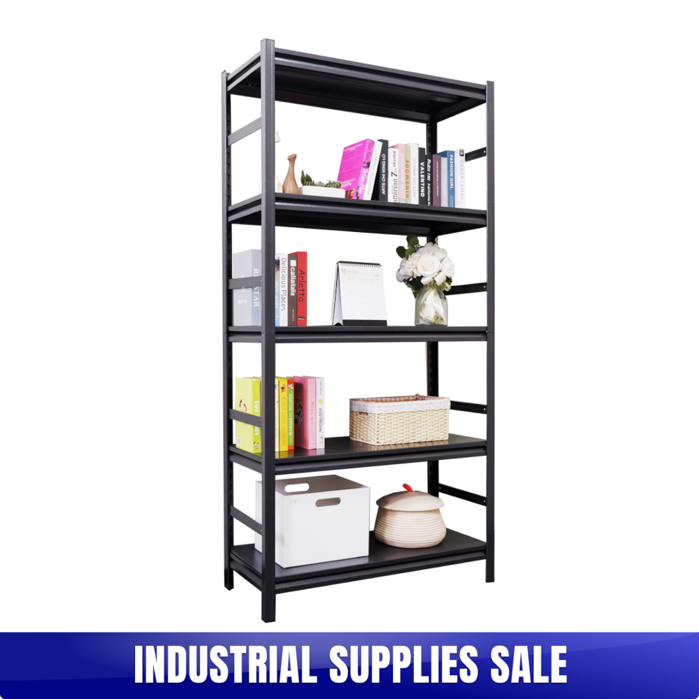 5-Tier Open Industrial Steel Shelving With Fence_4Dock